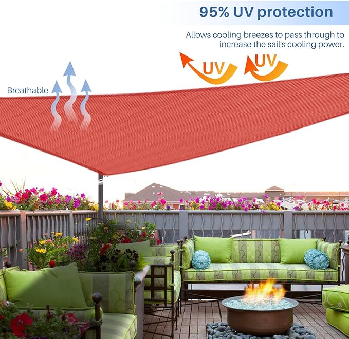 E&K Sunrise 16' x 16' x 16' Sun Shade Sail Triangle Canopy Shade Cover UV Block - Image 5