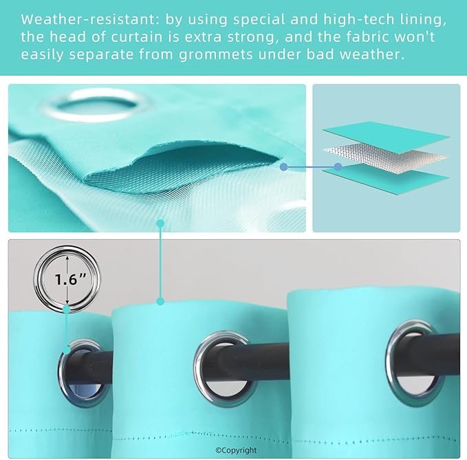 Waterproof Outdoor Curtain W52 x L84 - Image 3