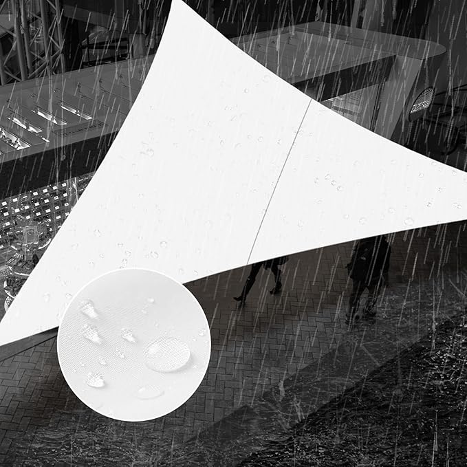 SUNNY GUARD Waterproof Sun Shade Sail 11'x11'x11' White Triangle UV Block by SUNNYGUARD