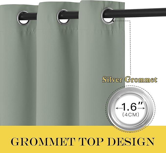 NICETOWN Blackout Sage Green Curtain & Drape - Image 3