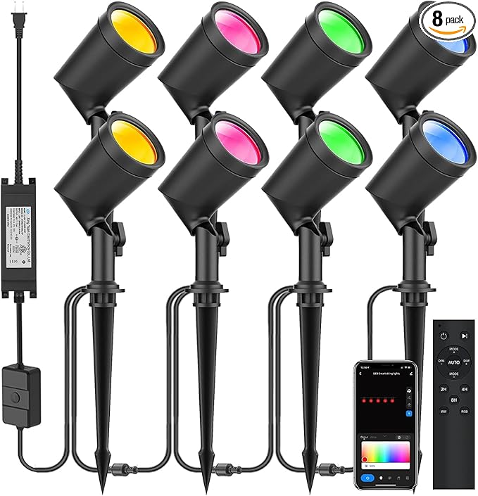 ZYAN 8 Pack Smart Landscape Lights, Color Changing Landscape Spotlights by ZYAN