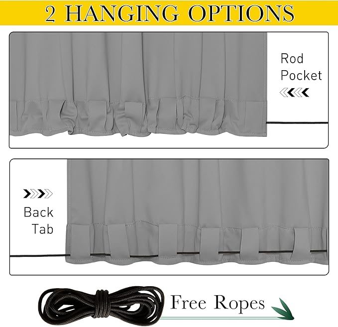 NICETOWN Outdoor Curtains for Patio Waterproof 2 Panels, W100 x L95 Windproof - Image 2