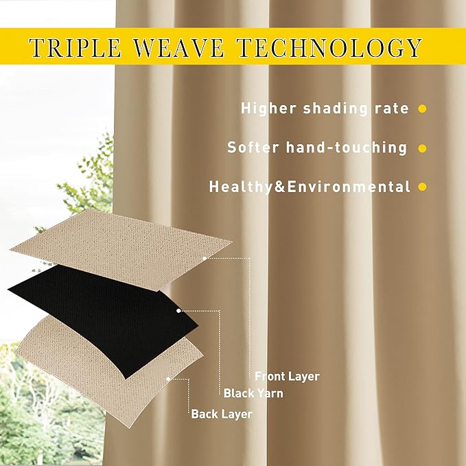 NICETOWN 2 Panels Weighted Blackout Curtains - Image 7