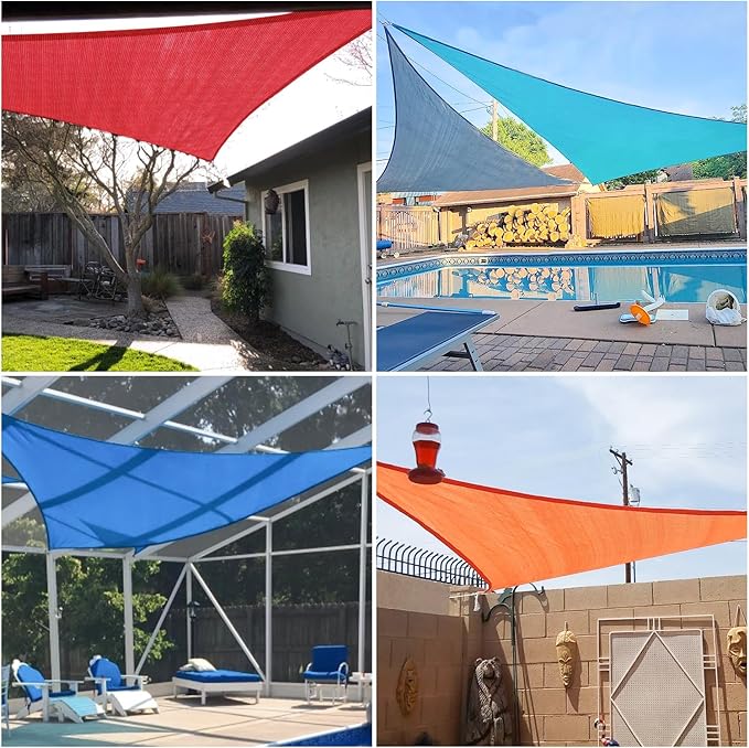 E&K Sunrise 18' x 18' x 18' Sun Shade Sail Triangle Canopy Shade Cover UV Block - Image 2
