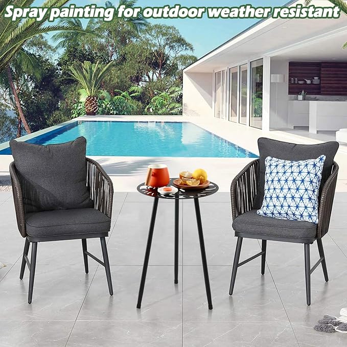 1 Pack Metal Outdoor Side Tables Small Outside Round End Table - Image 2