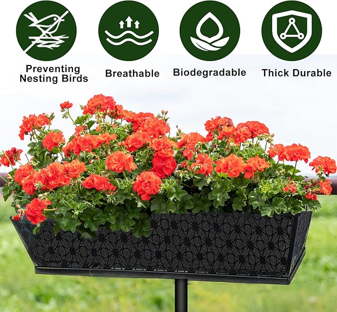 2PCS 30Inch Rectangle Window Box Liner Felt Planter Basket Liner Insert Black - Image 3