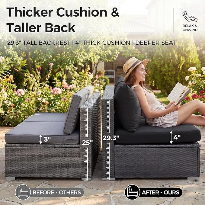 NICESOUL 7 Piece Outdoor Patio Sectional Furniture Set - Image 7