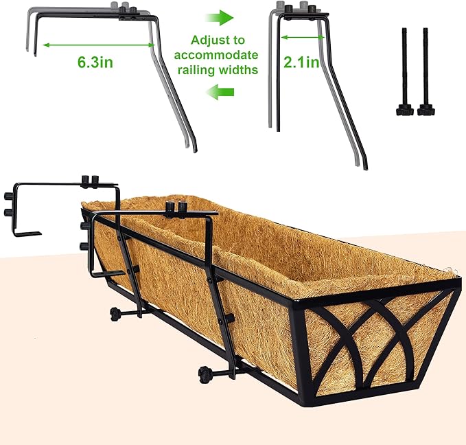 6pcs 30 Inch Window Deck with Coco Liner, Metal Hanging Flower Planter Window - Image 2