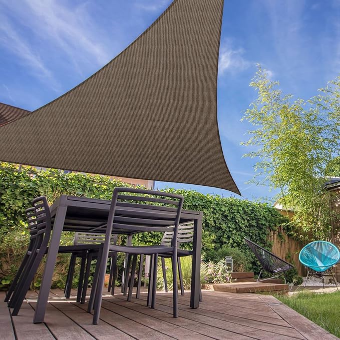E&K Sunrise 27' x 27' x 27' Sun Shade Sail Triangle Canopy Shade Cover UV Block - Image 7