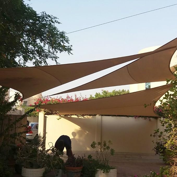 E&K Sunrise 14' x 14' x 14' Sun Shade Sail Triangle Canopy Shade Cover UV Block - Image 8