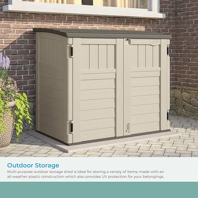 Suncast 34 Cu Ft Horizontal Resin Plastic Storage Shed - Image 3