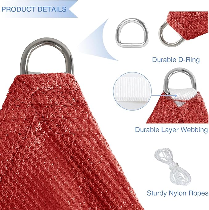 E&K Sunrise 12' x 12' x 12' Sun Shade Sail Triangle Canopy Shade Cover UV Block - Image 4