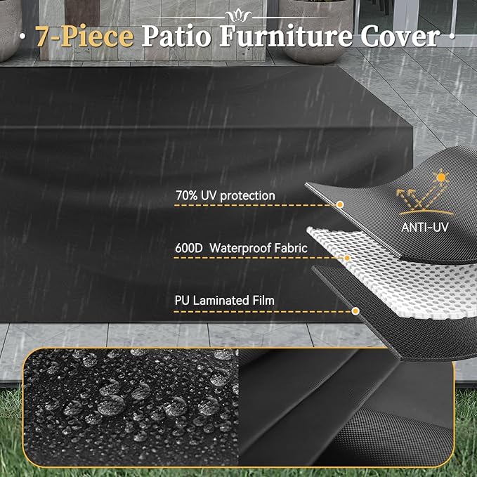 Aoxun 10 Piece Patio Furniture Set Wicker Rattan Patio Conversation Set Outdoor - Image 7