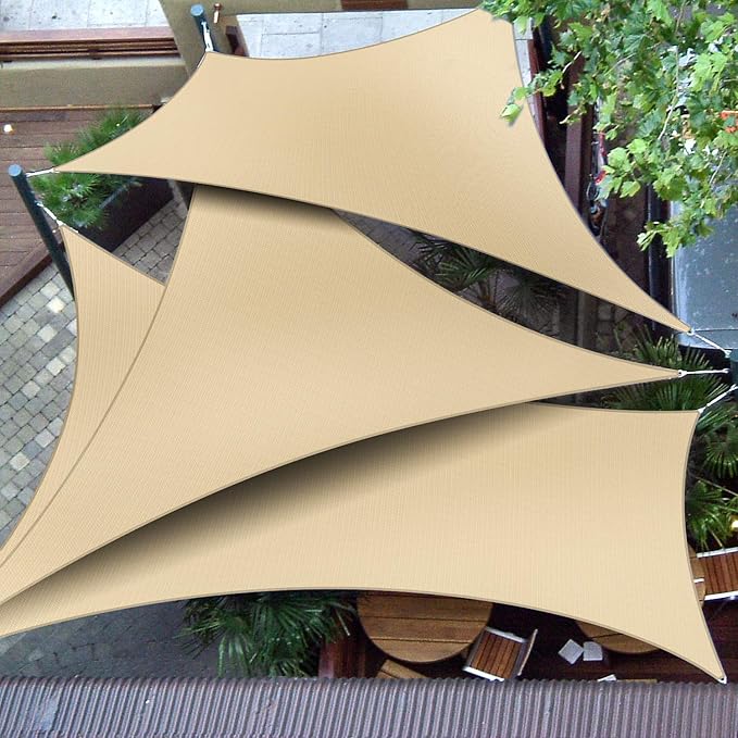 Patio Paradise 13' x 13' x 12'10" Sun Shade Sail Triangle Canopy, Permeable - Image 4