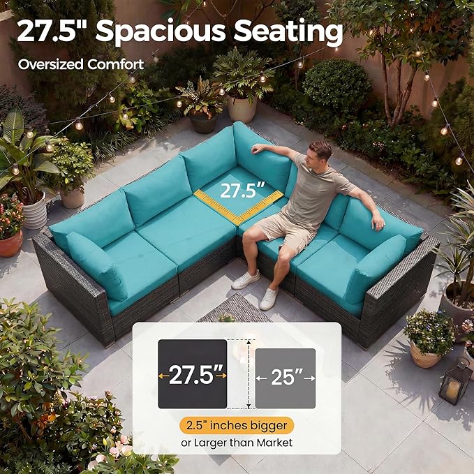 NICESOUL 11 Piece L Shaped Outdoor Conversation Set, 29.3'' High Back Comfy - Image 5