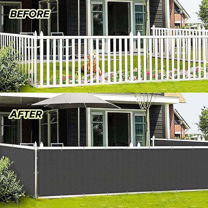 LOVE STORY 3'x16' Dark Grey Balcony Screen Privacy Fence Cover UV Protection - Image 4
