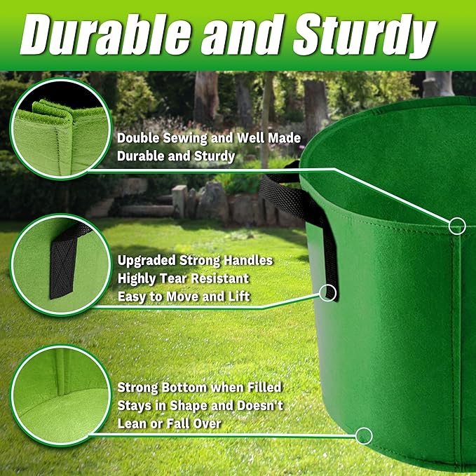 10 Gallon Grow Bags, 7 Pack Colorful Fabric Plant Pots - Image 2