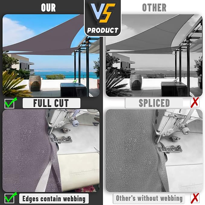 LOVE STORY Custom Size 9'x12'x15' Dark Grey Sun Shade Sail Right Triangle - Image 7