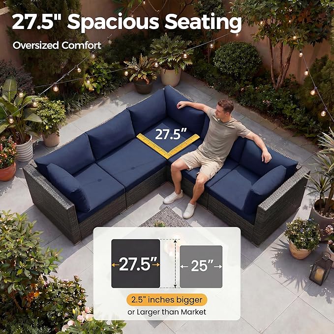 NICESOUL 7 Piece High-End Outdoor Furniture Sofa Set, 29.3'' High Back XL Large - Image 5