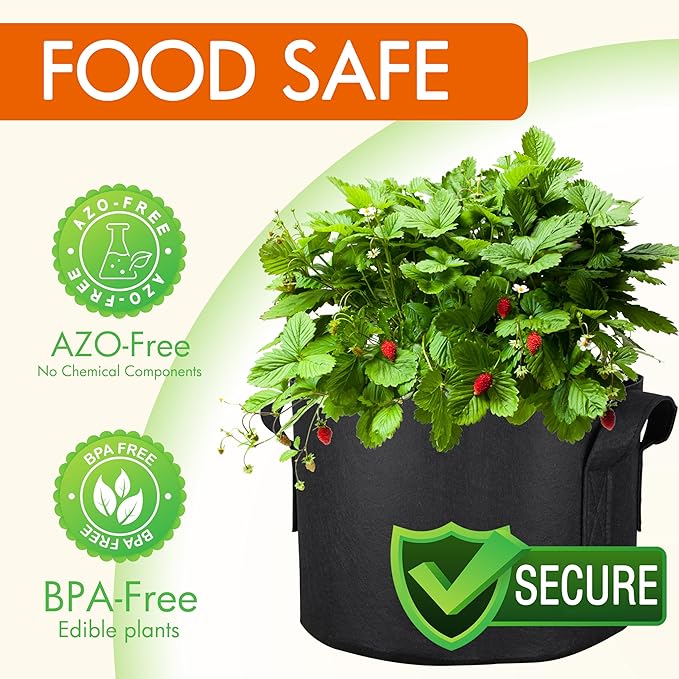 Gardzen 10-Pack 10 Gallon Grow Bags, 300G Thickened Aeration Fabric Pots - Image 6
