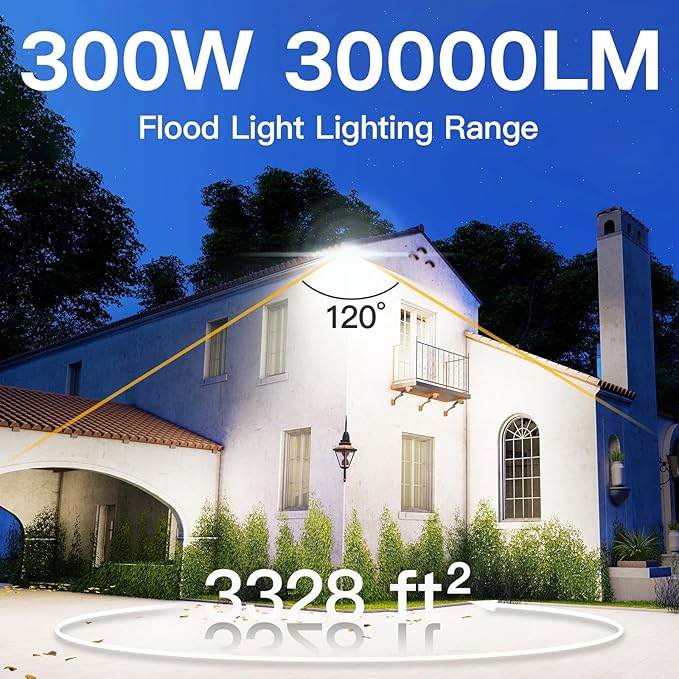 1 Pack LED Flood Lights Outdoor, 300W 30000LM Super Bright Floodlight Outside - Image 2