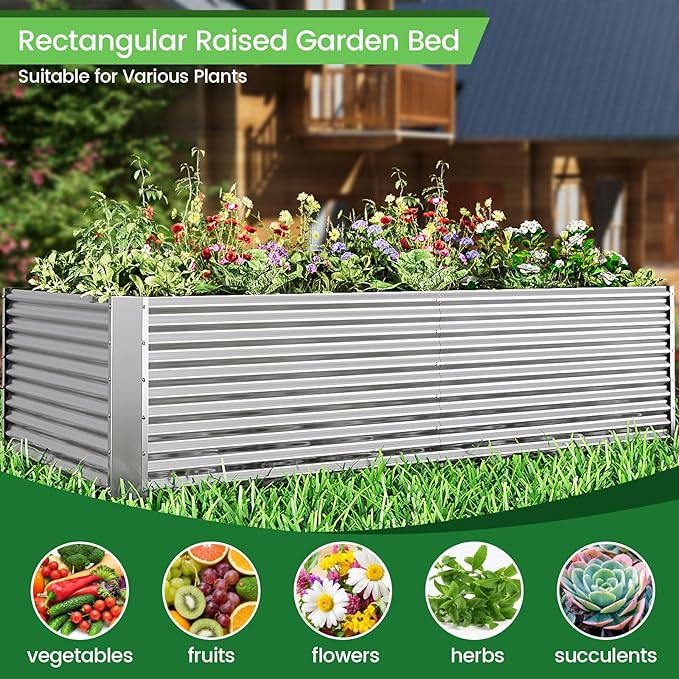 FRIZIONE 2pcs Tall 6x3x1.5ft Galvanized Raised Garden Bed Outdoor, Steel Garden - Image 4