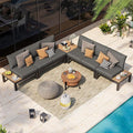 Aluminum Modular Outdoor Patio Furniture Set, 6 Seats Sectional Sofa Set by Oasbira