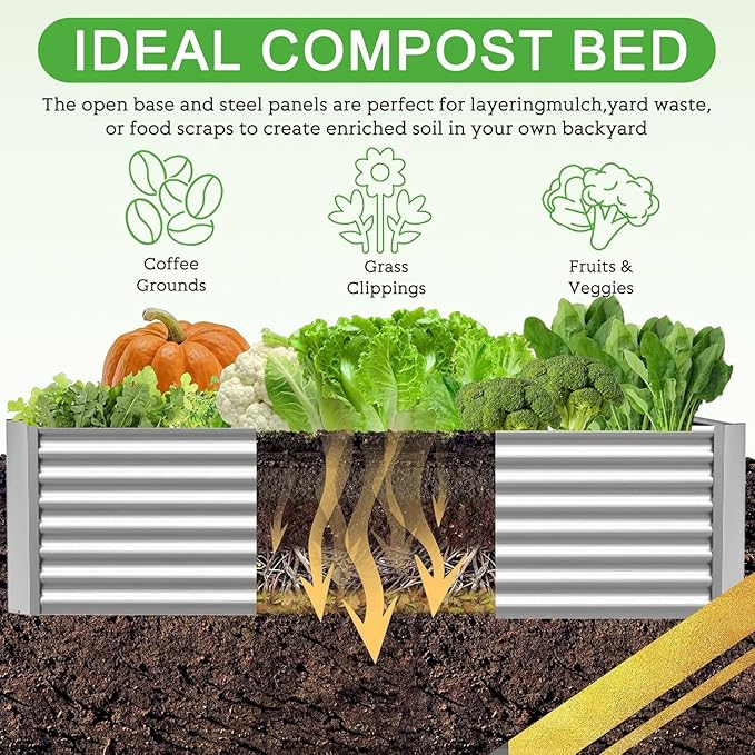 FRIZIONE 3pcs 4x2ft Galvanized Raised Garden Bed Outdoor, Above Ground Garden - Image 5