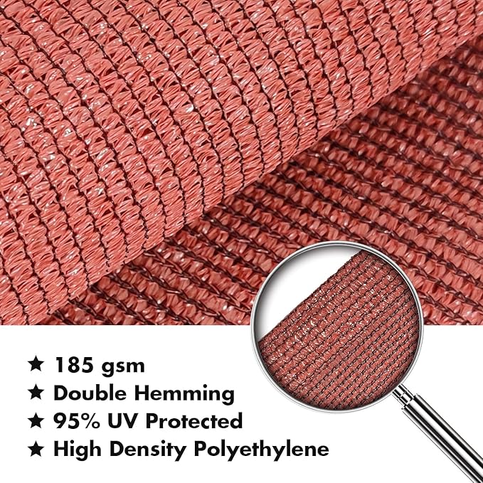 KANAGAWA 6'X12' Rust Red Custom Size Sun Shade Sail Rectangle UV Block Canopy - Image 4