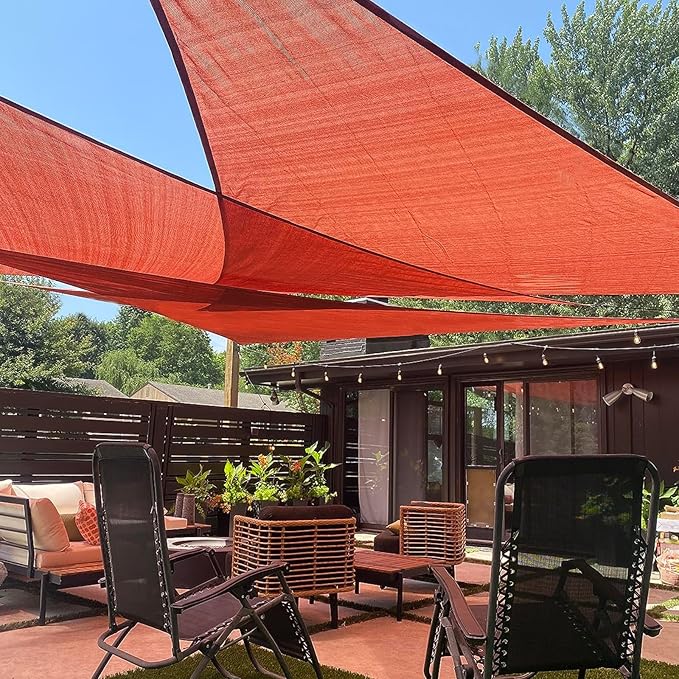 LOVE STORY Custom Size 5'x5'x7.1' Terra Red Sun Shade Sail Right Triangle by LOVESTORY