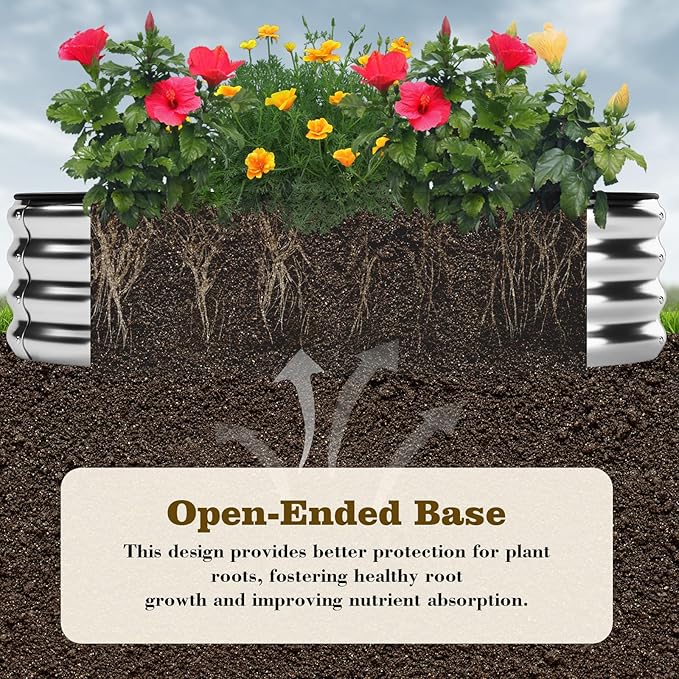 Galvanized Metal Planter Round Raised Garden Bed Kit - Image 4