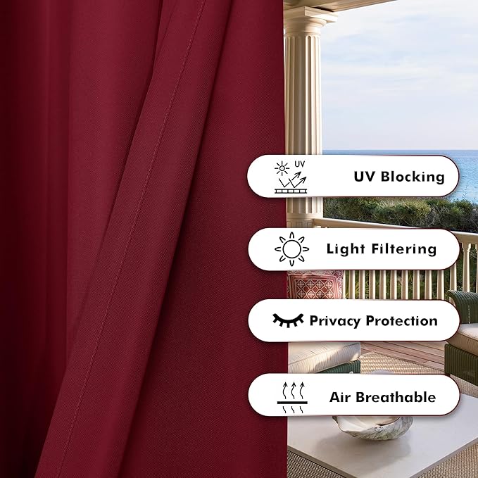 BONZER Outdoor Curtains for Patio Waterproof Thick Privacy Grommet Light - Image 4