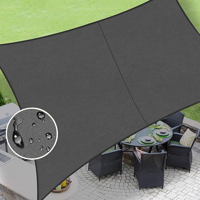 LOVE STORY Waterproof 6.5' x 10' Rectangle Dark Grey Sun Shade Sail Cannoy UV by LOVESTORY