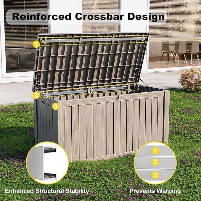 180 Gallon Outdoor Deck Box, Lockable Waterproof Outdoor Storage Boxes - Image 4