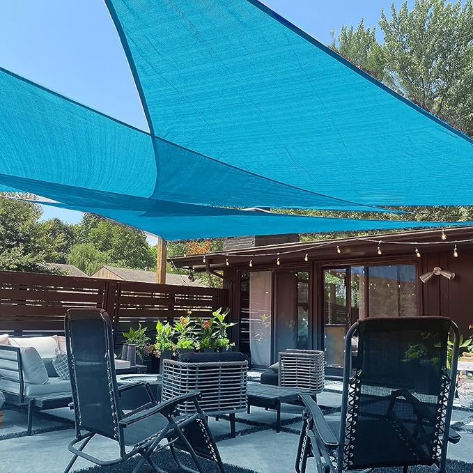 LOVE STORY Custom Size 12'x20'x23.3' Turquoise Blue Sun Shade Sail Right by LOVESTORY