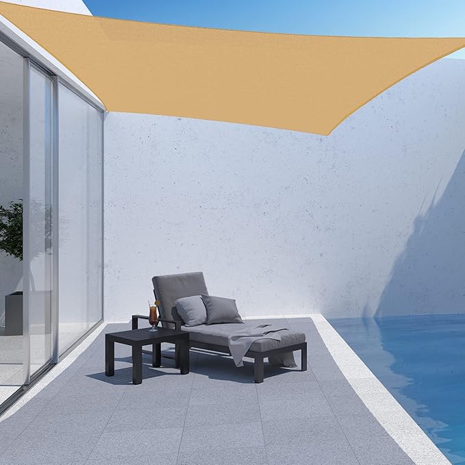 AsterOutdoor Sun Shade Sail Rectangle 6' x 10' UV Block Canopy - Image 5