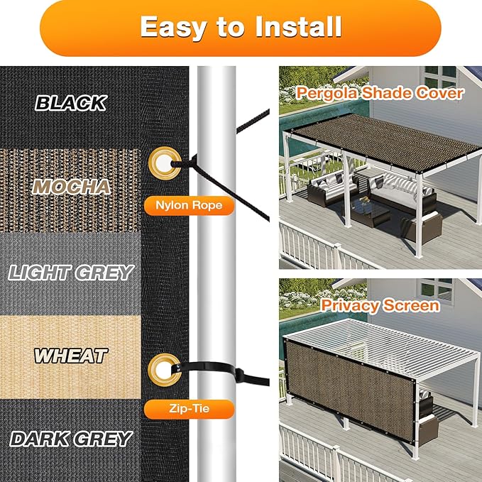 Artpuch Outdoor Pergola Shade Cover 8x12 FT Sun Shade Cloth - Image 5