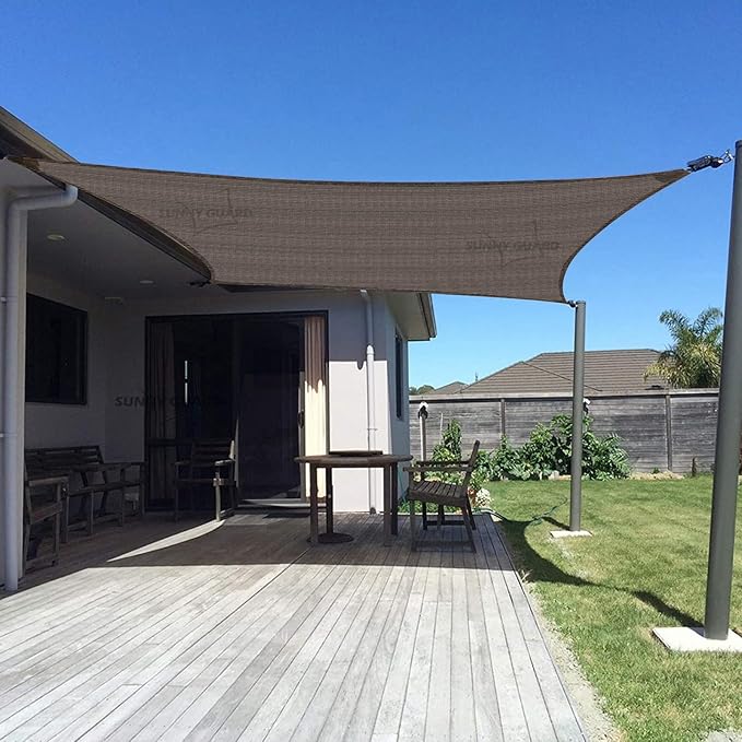 SUNNY GUARD Custom Size 5'x9' Brown Sun Shade Sail Rectangle UV Block Shade by SUNNYGUARD