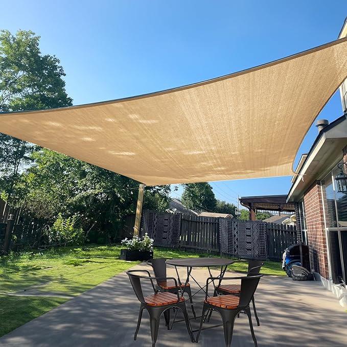 SUNLAX Sun Shade Sail 7' x 13' Sand Rectangle Canopy Sail Shade Cover UV Block by SUNLAX