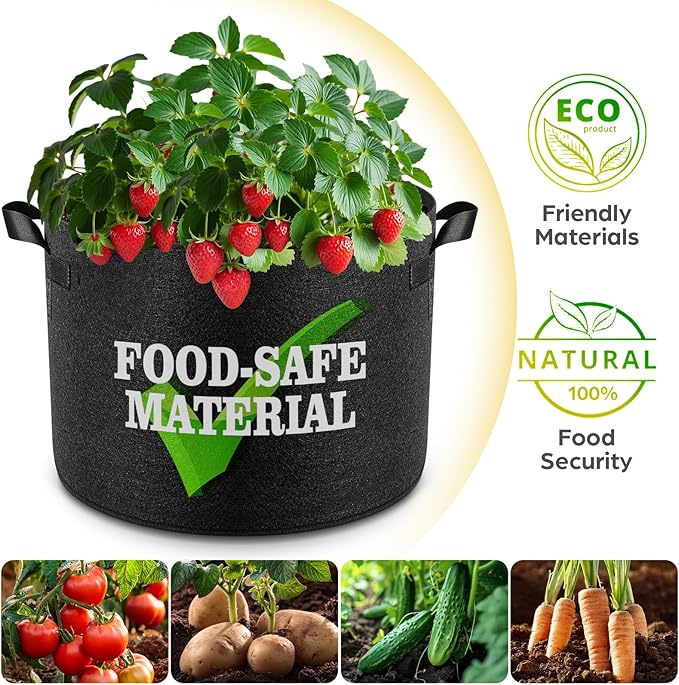 5 Pack 2 Gallon Grow Bags, Thickened Nonwoven Fabric Planter Pots - Image 5
