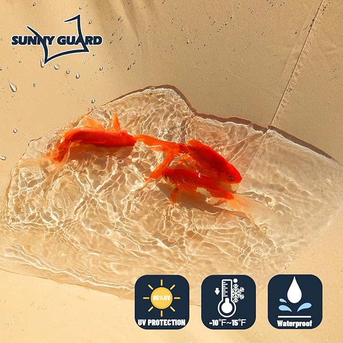 SUNNY GUARD Waterproof Sun Shade Sail 6' x 6' Sand Rectangle UV Block Sunshade - Image 2