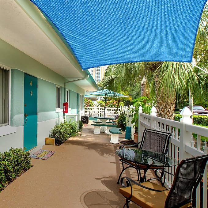 Eden's Decor Straight Flat-Edged Sun Shade Sail Rectangular 11' x 21' Blue - Image 5