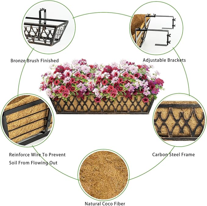 6 Pack 30 Inch Window Boxes Planters Railing Planter Box - Image 3