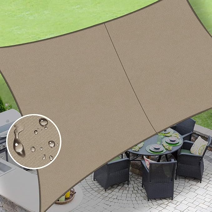 LOVE STORY Waterproof 6.5' x 10' Rectangle Taupe Sun Shade Sail Cannoy UV by LOVESTORY