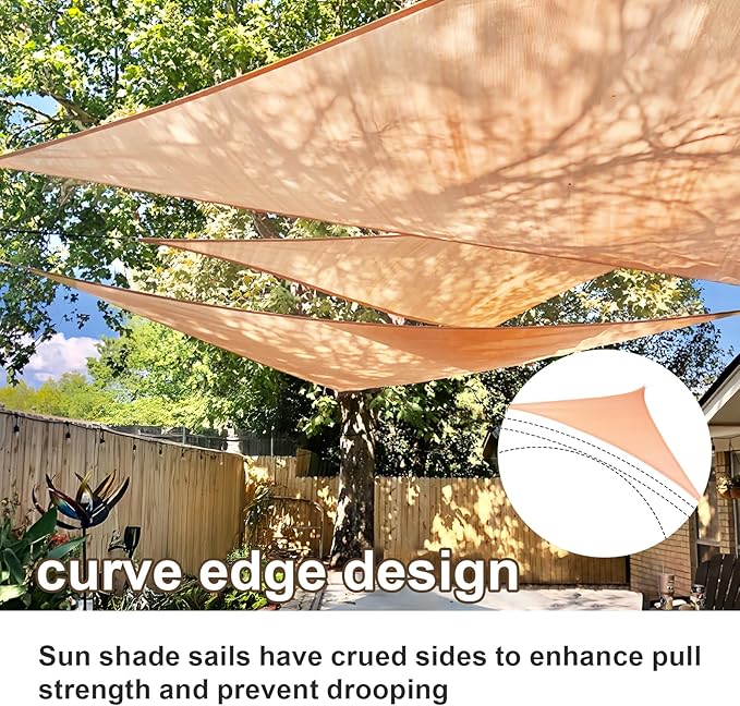 SUNLAX Sun Shade Sail 6' x 8' x 10' Peach Fuzz Rectangle Canopy Sail Shade - Image 2
