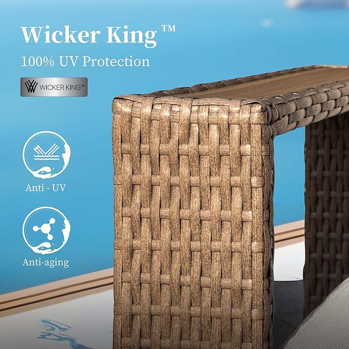 8 Pieces Patio Furniture Set, Outdoor Rattan Wicker Sectional Sofa - Image 2