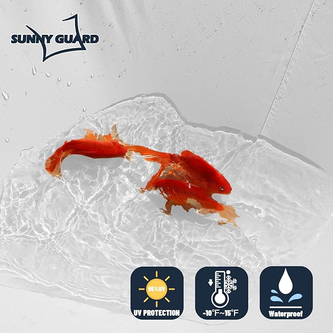 SUNNY GUARD Waterproof Sun Shade Sail 9' x 14' White Rectangle UV Block Sunshade - Image 2