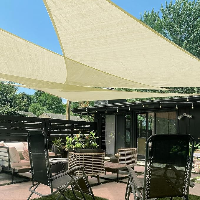 LOVE STORY Custom Size 9'x9'x9' Butter Cream Sun Shade Sail Triangle Sunshade by LOVESTORY