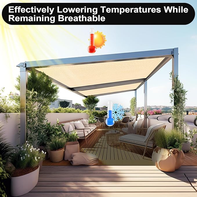 Artpuch 90% Sun Shade Cloth, 6 x 10 FT Pergola Shade Cover Canopy - Image 6