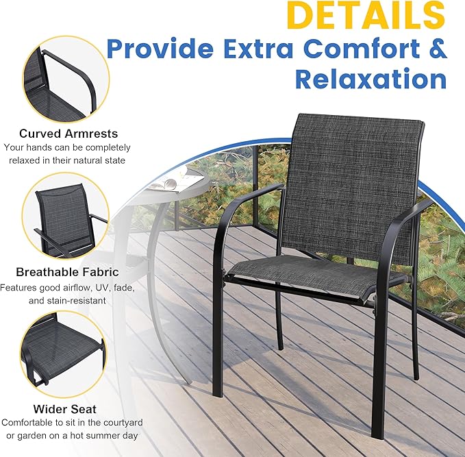 VICLLAX Patio Table and Chair Set of 8, All Weather Metal Round Outdoor Dining - Image 4